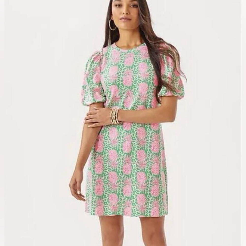 Lilly Pulitzer Pineapple Pink And Green Mercer Dress Size Large - Picture 4 of 11